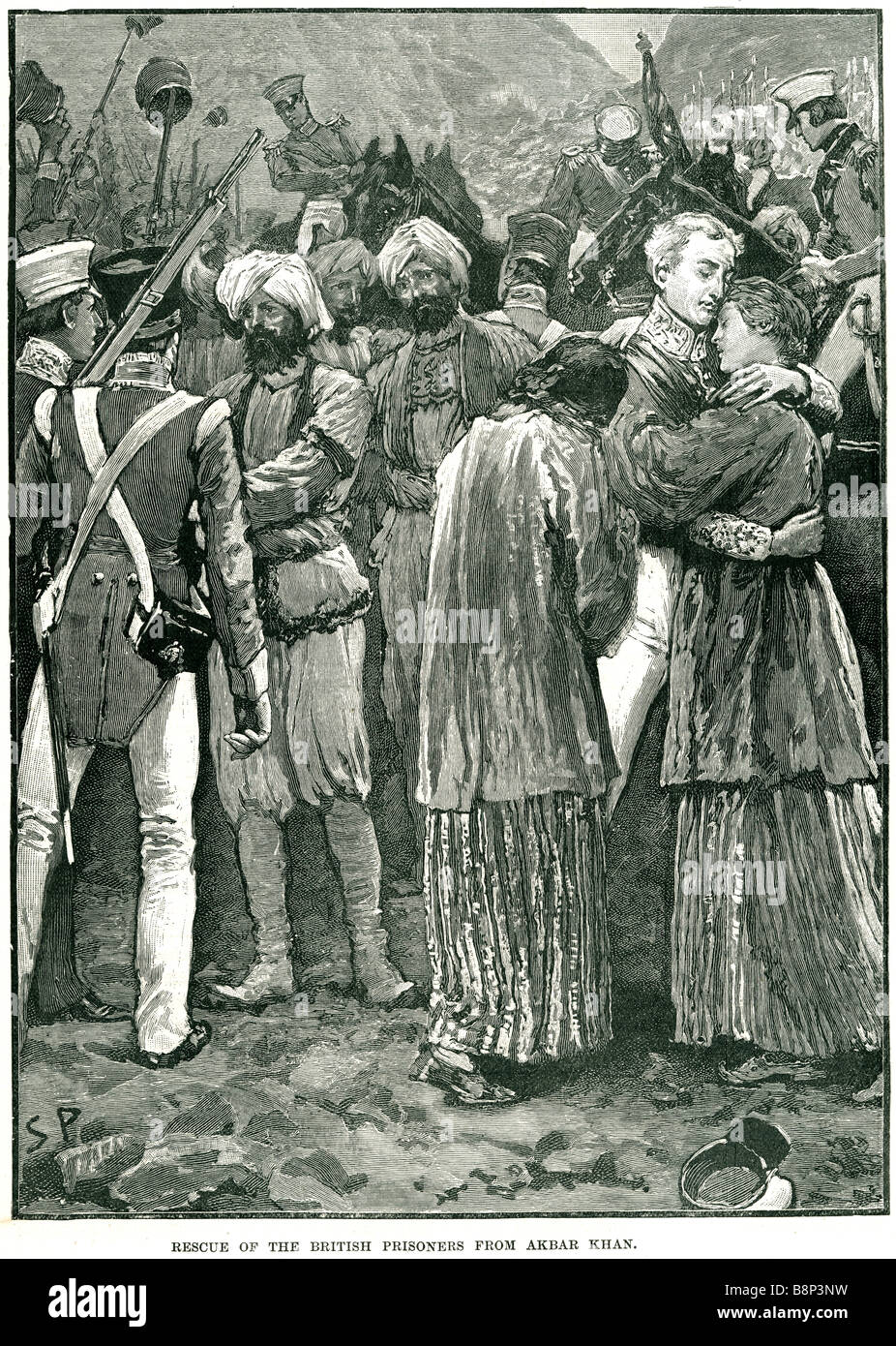 Les prisonniers britanniques de sauvetage d'une une forces 1842 Peshawar Kandahar Kaboul Banque D'Images