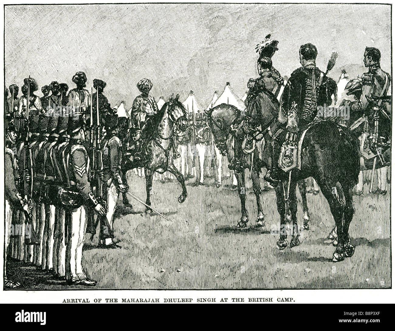 1849 dhuleep maharajah Dalip Singh arrivée Sukerchakia camp britannique Banque D'Images