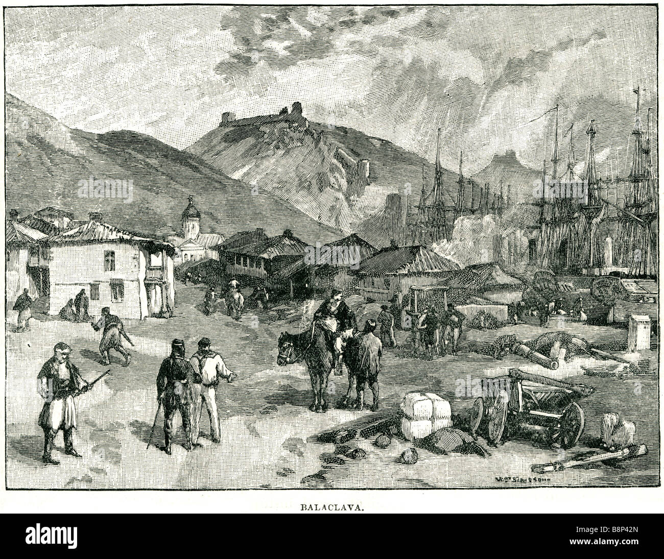 Bataille de Balaklava 1854 Guerre de Crimée Sébastopol forteresse port-anglo-français de la campagne turque Banque D'Images