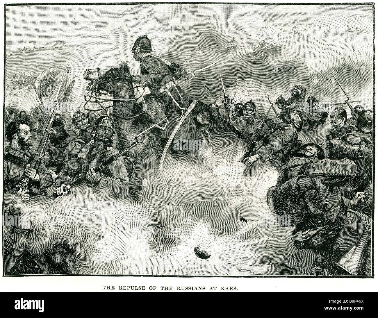 Repulse des russes à Kars 1854 Guerre de Crimée, le général William Fenwick Williams Banque D'Images