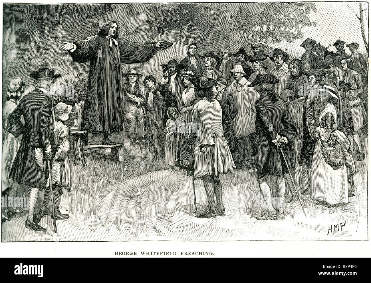 George Whitefield prêcher le 16 décembre 1714 - 30 septembre 1770 ministre itinérant Anglicane Banque D'Images