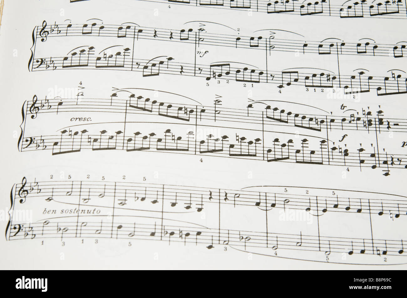 Une page de la partition de musique Moonlight Sonata de Beethoven Banque D'Images