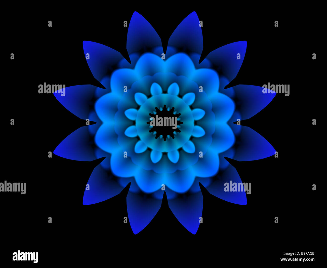 Fleur bleu abstrait circulaire Banque D'Images