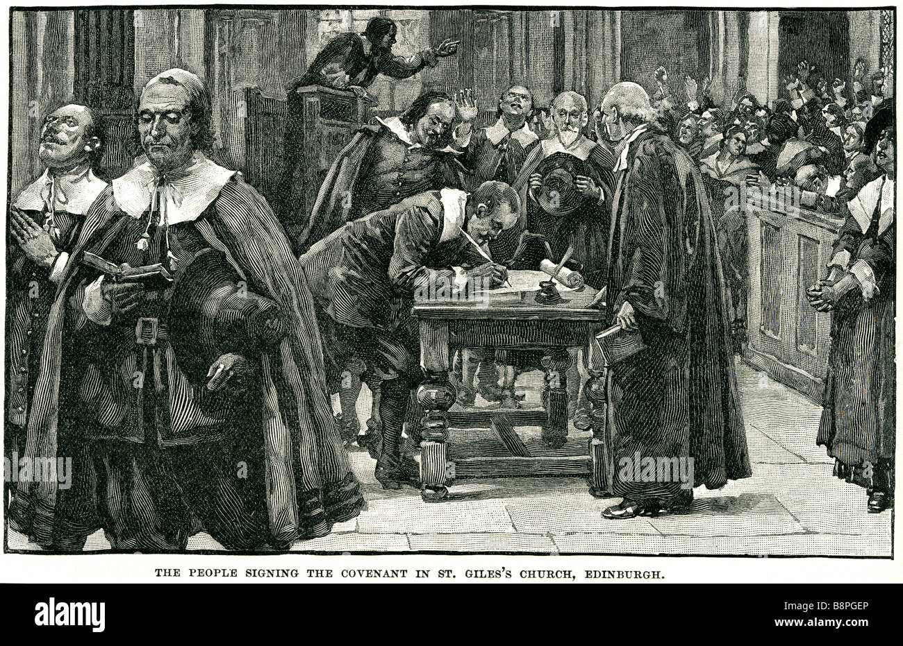 Les personnes ayant signé le Pacte dans l'église de st. gile edinburgh le pacte national de 1638 prend comme point de départ ea Banque D'Images