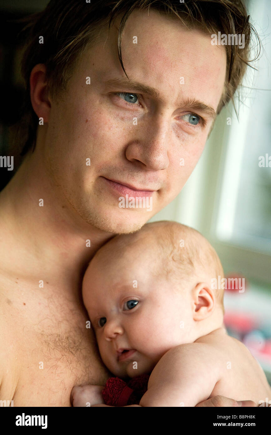 Martin avec fille 8 mois Banque D'Images