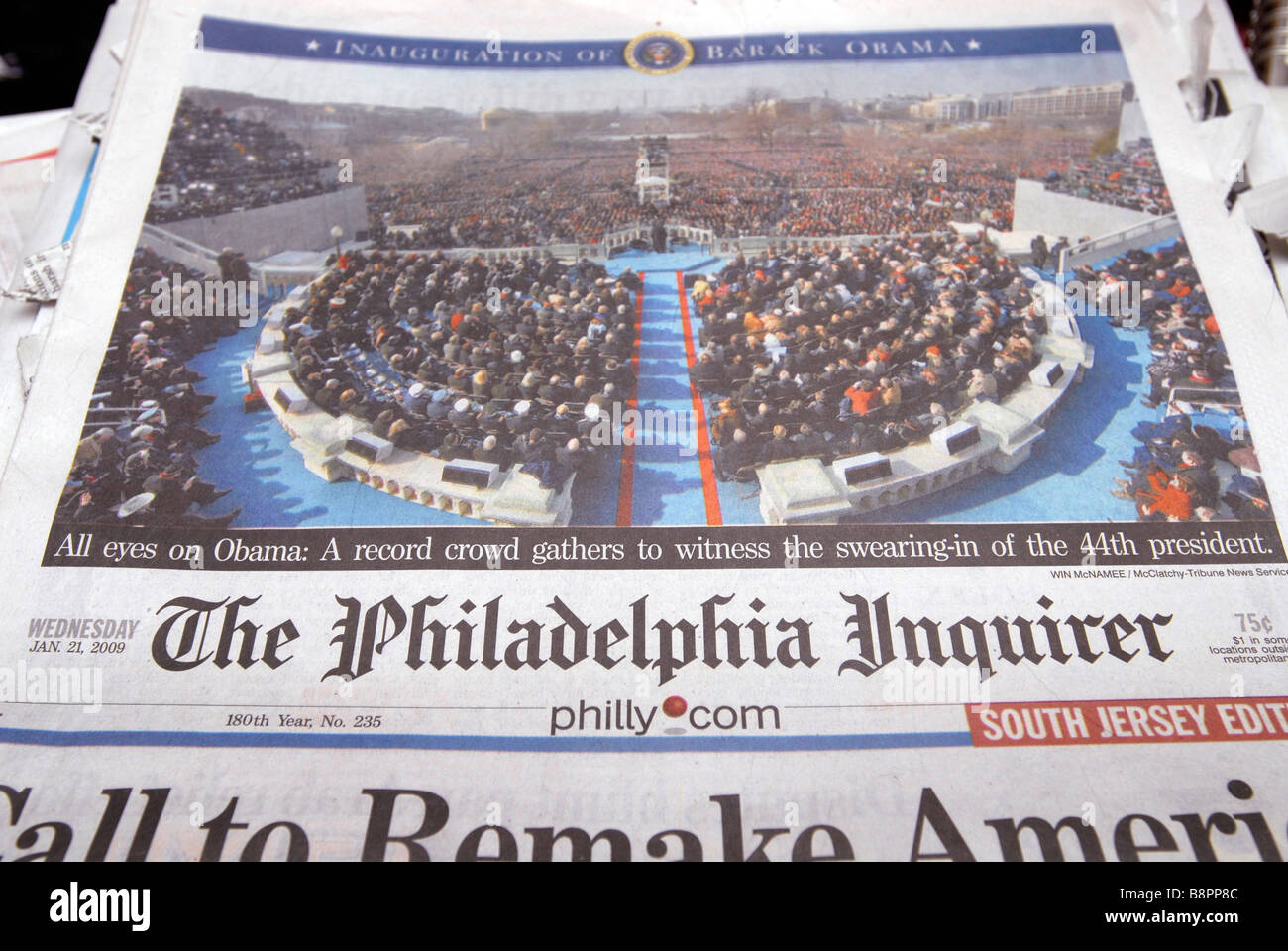 La question de l'inauguration d'Obama Phildelphia journal Inquirer Banque D'Images