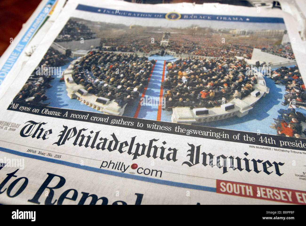 La question de l'inauguration d'Obama Phildelphia journal Inquirer Banque D'Images