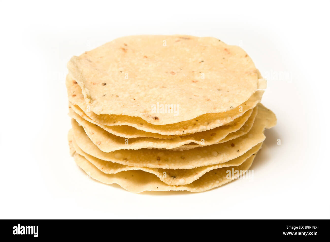 Poppadoms isolated on a white background studio Banque D'Images