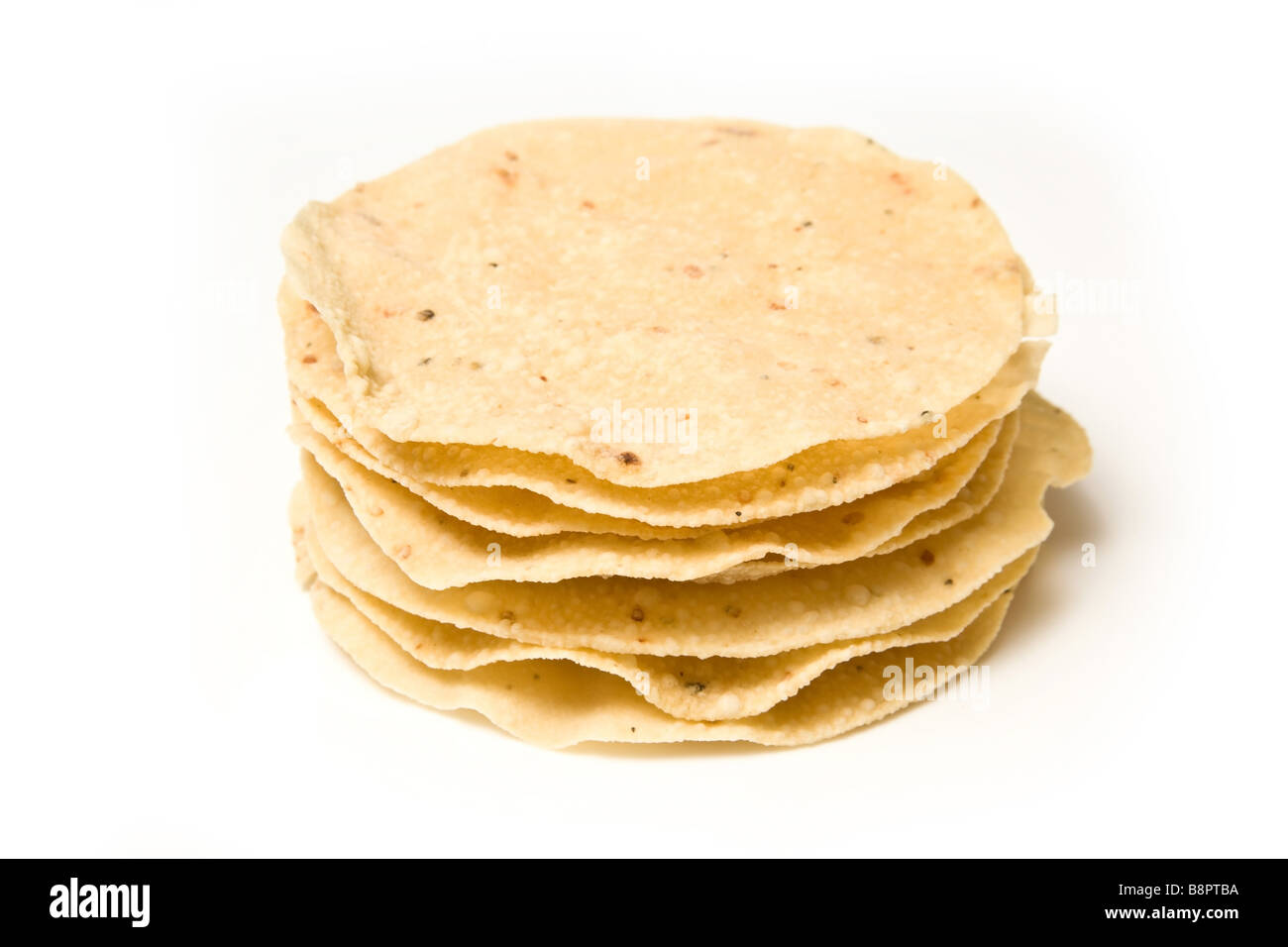 Poppadoms isolated on a white background studio Banque D'Images