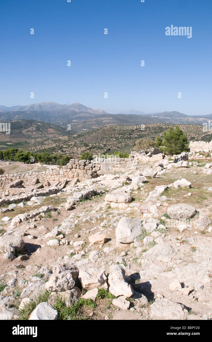 Vue de la Citadelle de Mycènes Banque D'Images