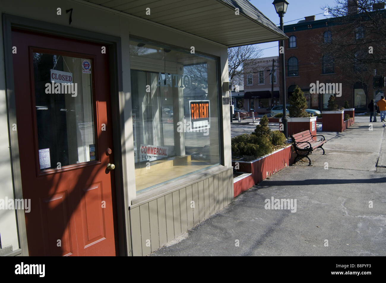 Vitrine vide sur la rue Main, Hudson Valley, New York Banque D'Images