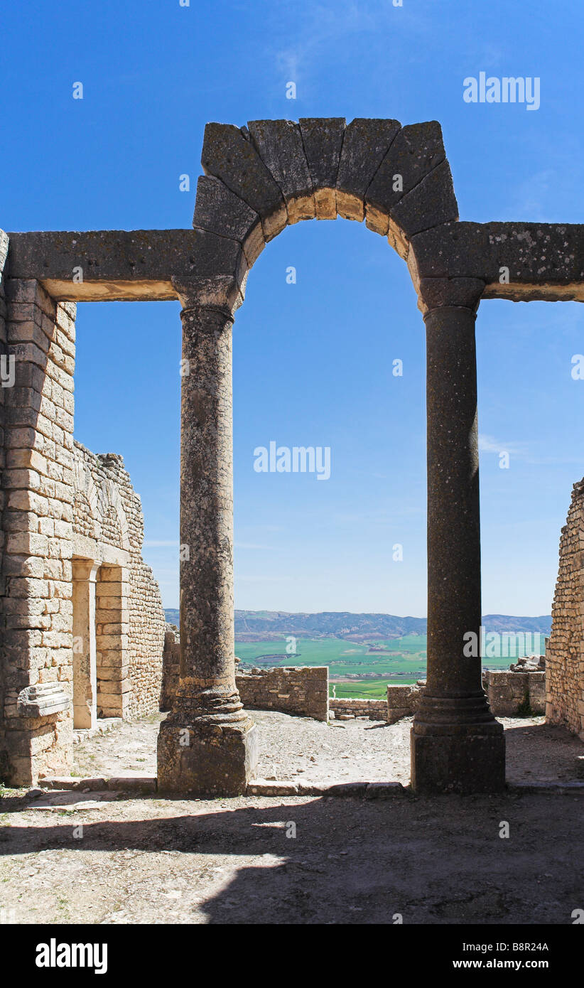 Thermes de Licinius, ville romaine de Dougga, le dire, la Tunisie. Dougga, la raconter, la Tunisie. Banque D'Images