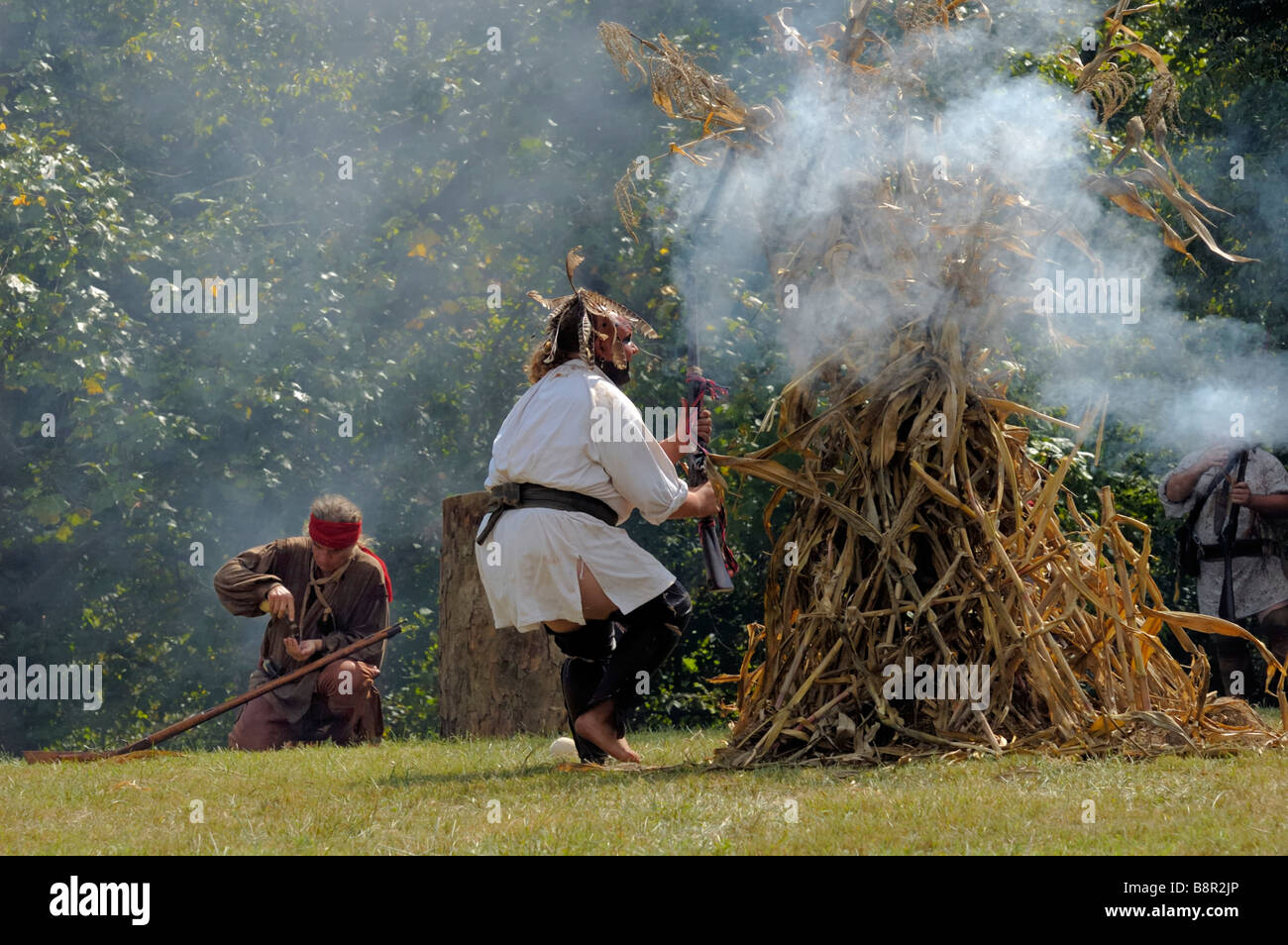 Native American Indian reenactors de Fort Boonesborough Kentucky USA Banque D'Images