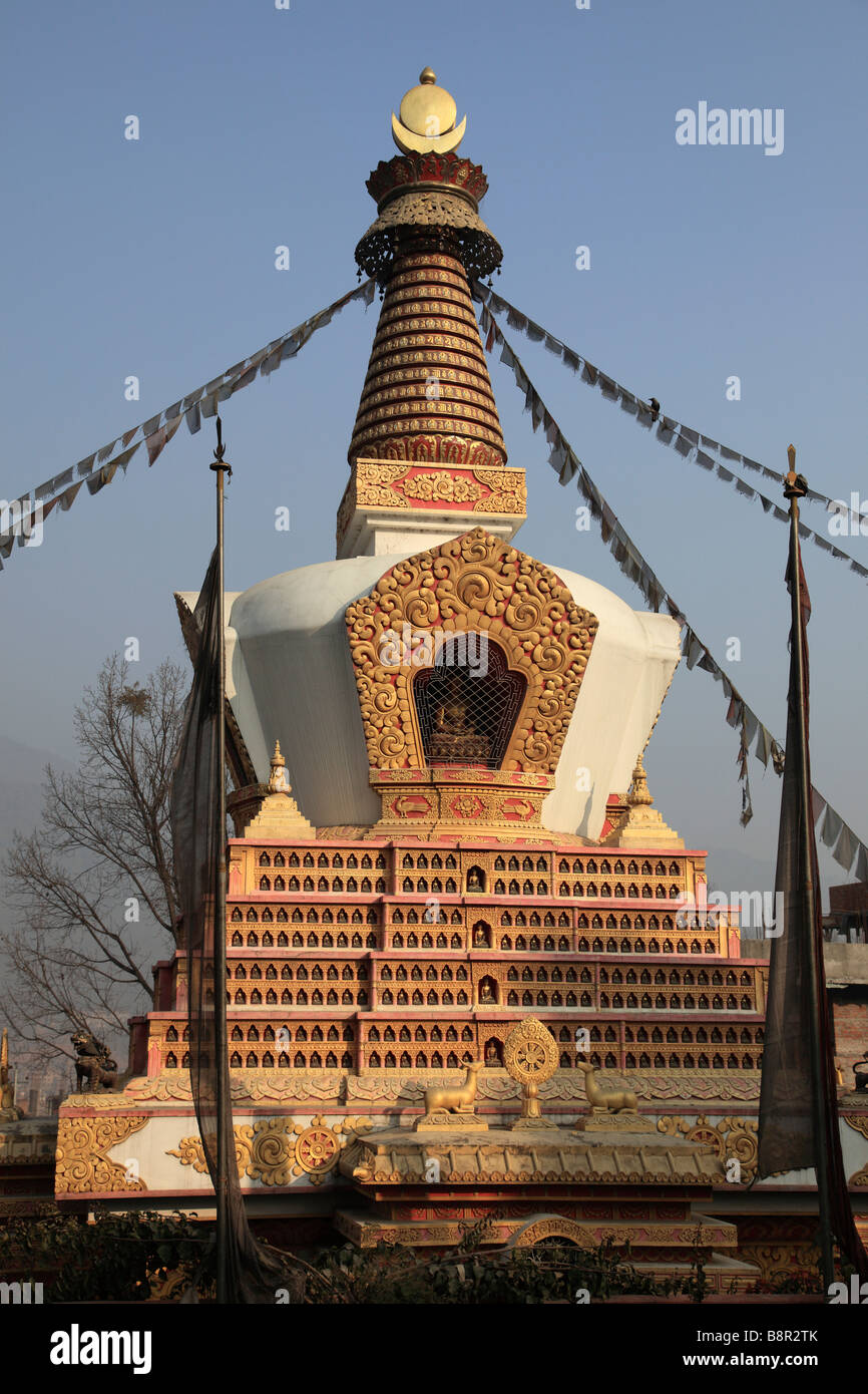 Près de la vallée de Katmandou au Népal nouveau Swayambhunath stupa bouddhiste Banque D'Images