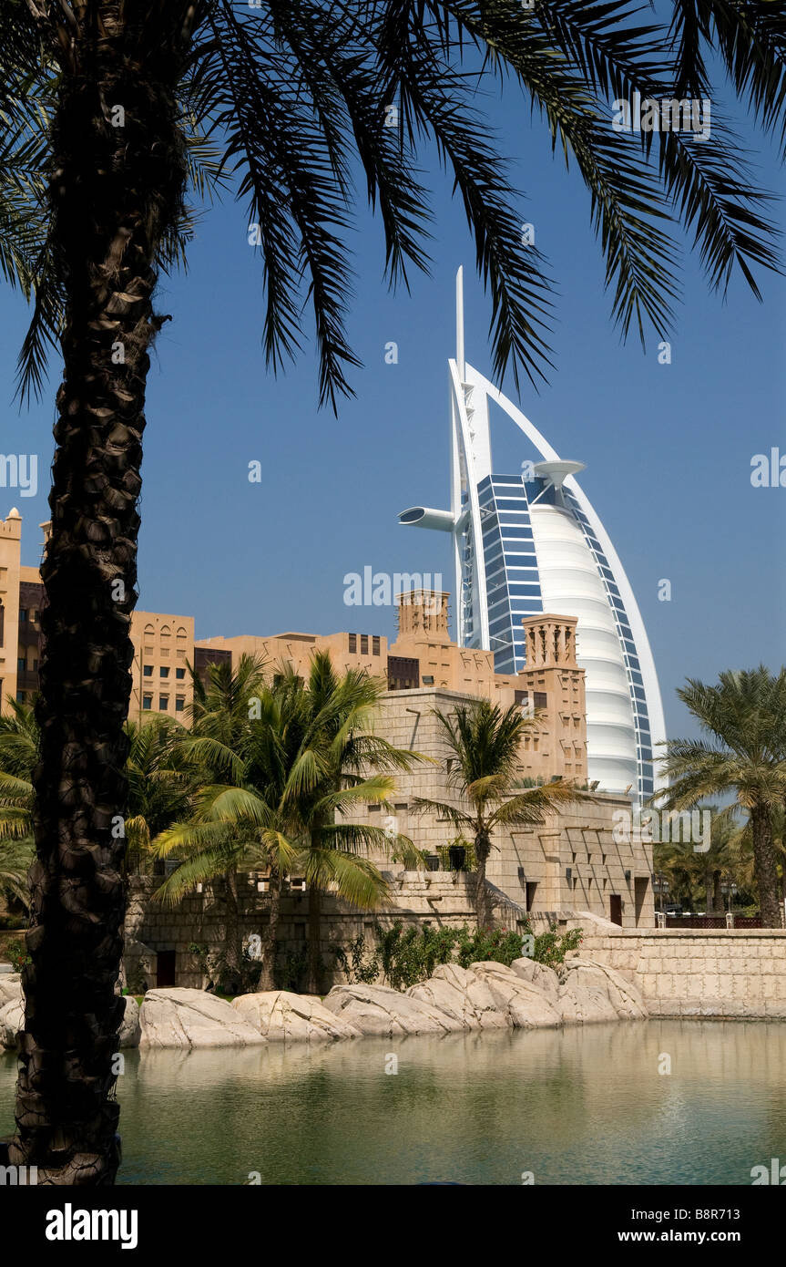 Burj al Arab Hotel, Madinat Jumeirah Beach,, Dubaï, Émirats arabes unis Banque D'Images