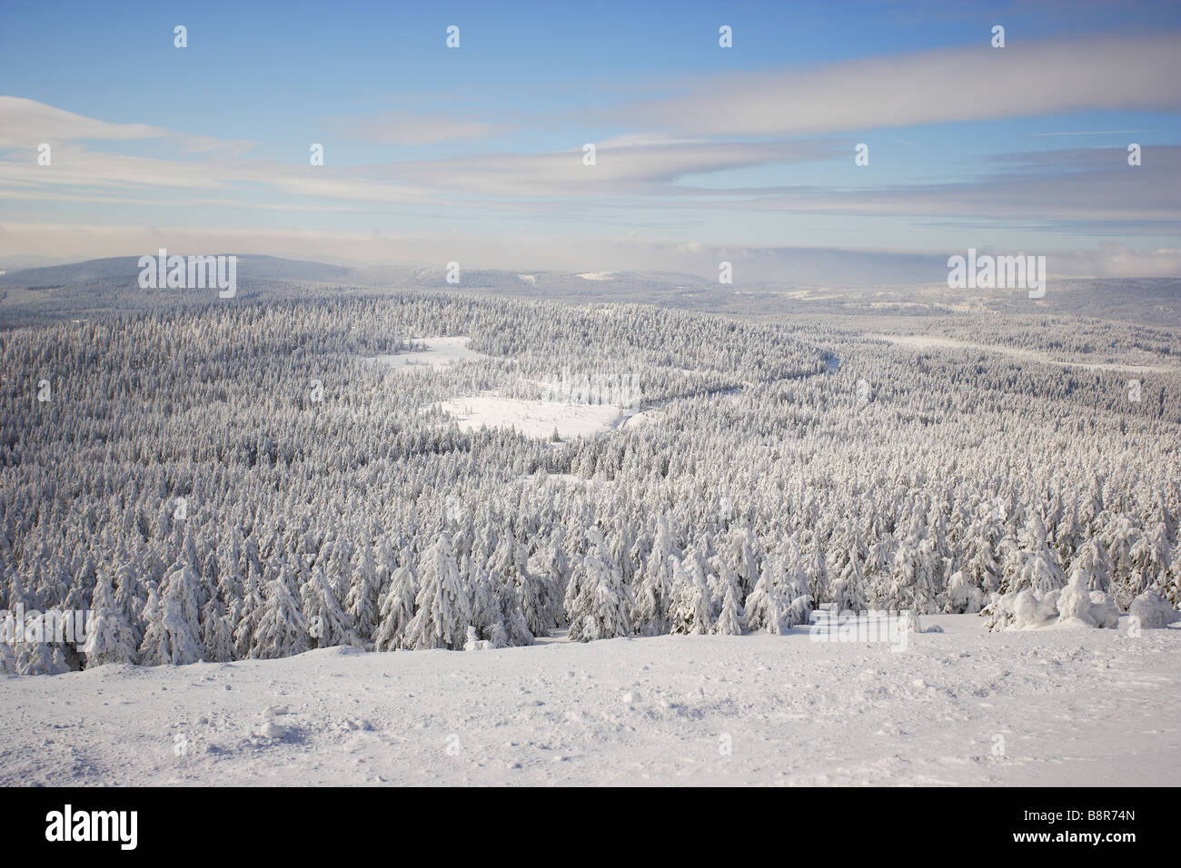 Donnant sur le Harz en hiver Banque D'Images