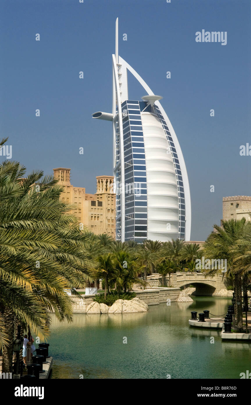 Burj al Arab Hotel, Madinat Jumeirah Beach,, Dubaï, Émirats arabes unis Banque D'Images