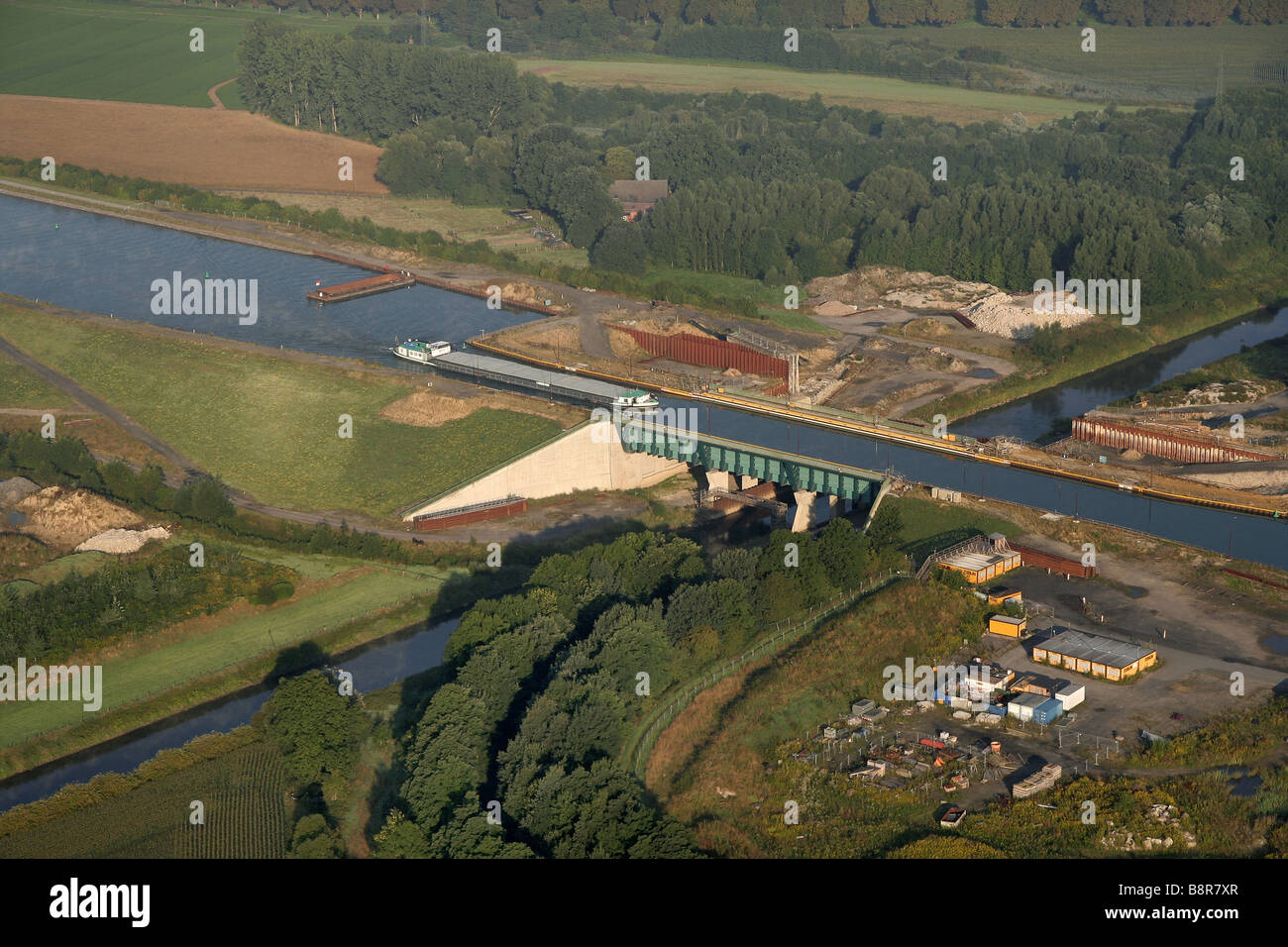 Traversée du canal Dortmund-Ems Lippe, Rivière-du-Nord - Westphalie, Allemagne, la Ruhr, Castrop-Rauxel Banque D'Images