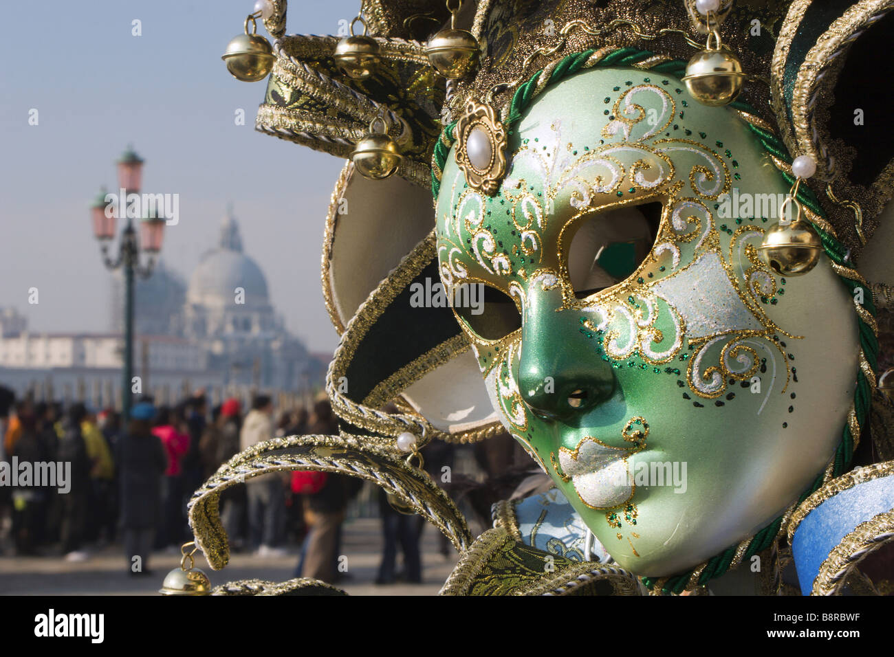 Masque de Venise verte Banque D'Images