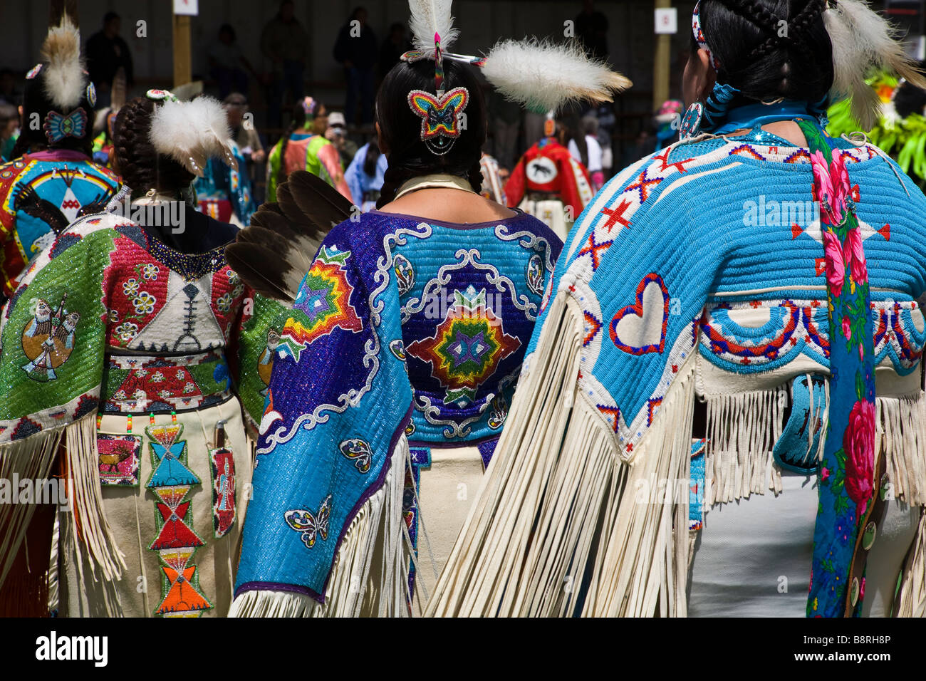 Danseurs indiens en costume d'Indien de l'Amérique du Nord à jours célébration, 2008, Browning, Montana. Banque D'Images