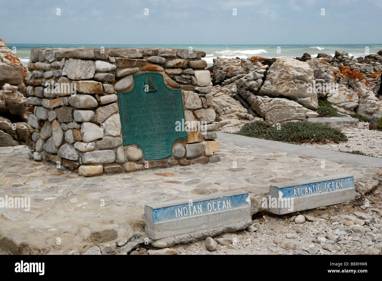 Marqueur simple pierre cap Agulhas afrique du sud Banque D'Images
