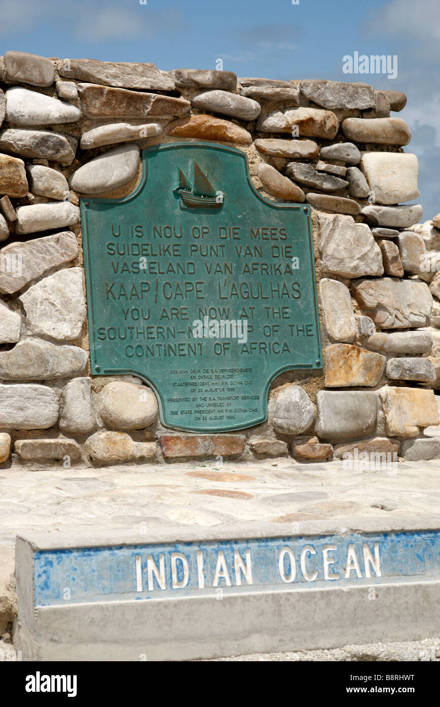 Marqueur simple pierre cap Agulhas afrique du sud Banque D'Images