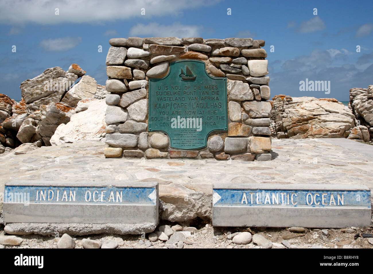 Marqueur simple pierre cap Agulhas afrique du sud Banque D'Images