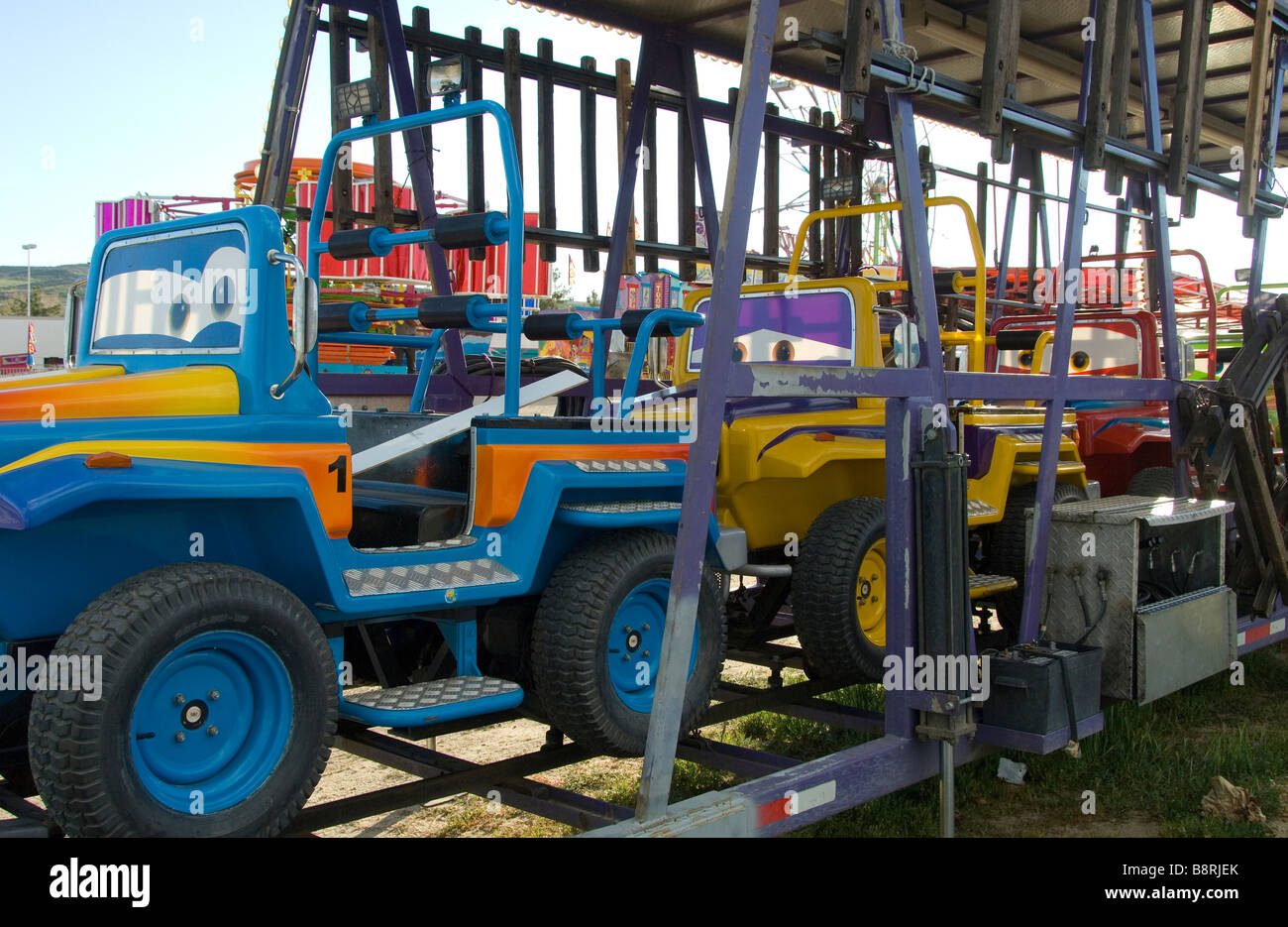 Mise en place d'un travailleurs voyageant carnival show Banque D'Images