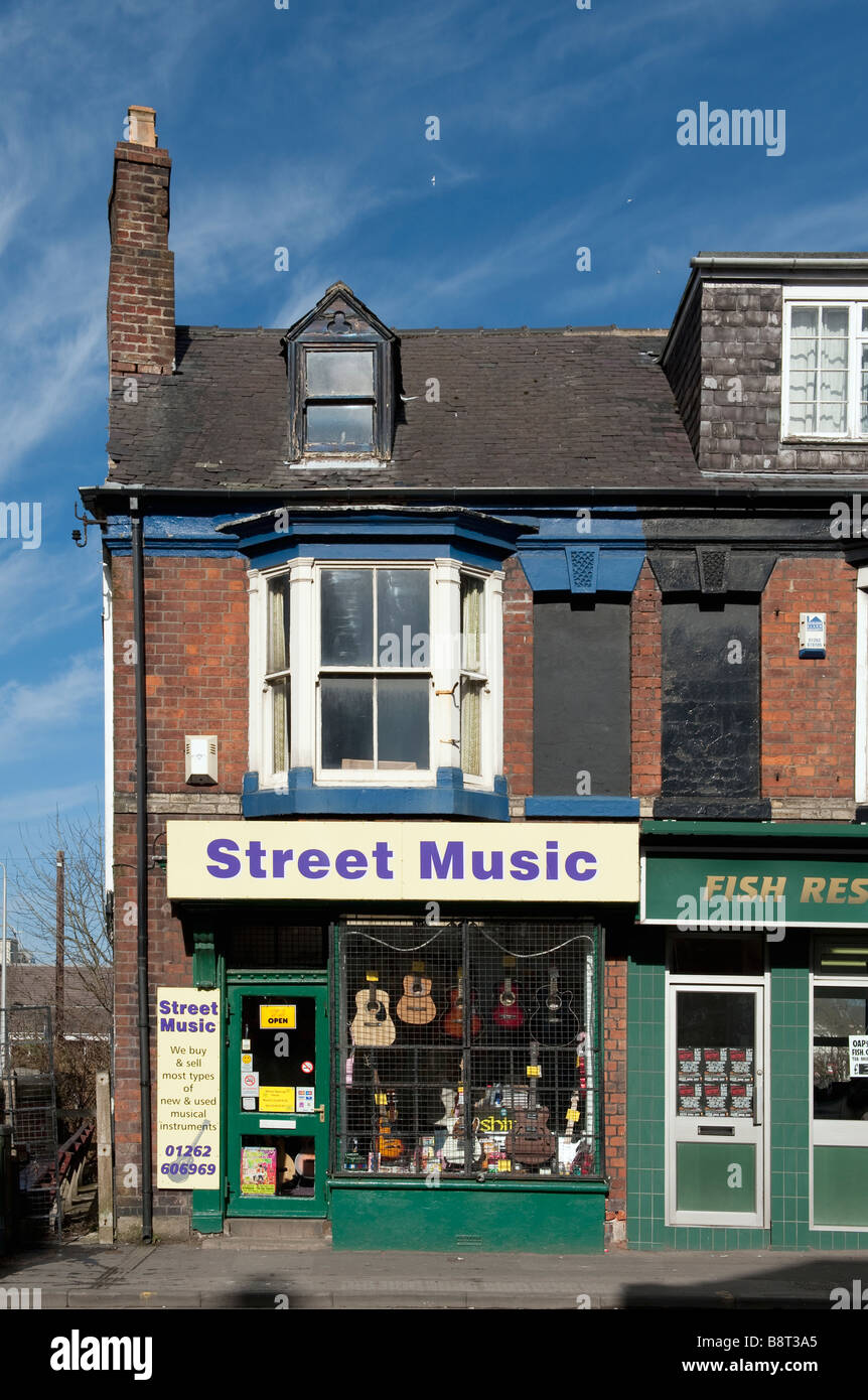 Old Street Music Shop sur 'South Parade' Bridlington, 'East Riding', Yorkshire, Angleterre Banque D'Images