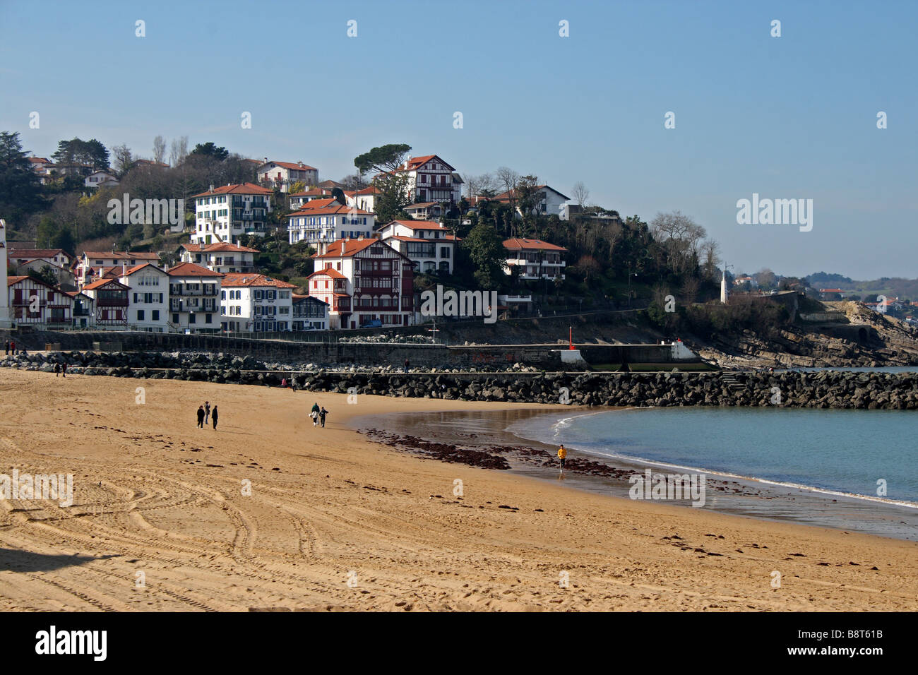 La plage de Saint Jean de Luz, dans le Pays Basque. Banque D'Images