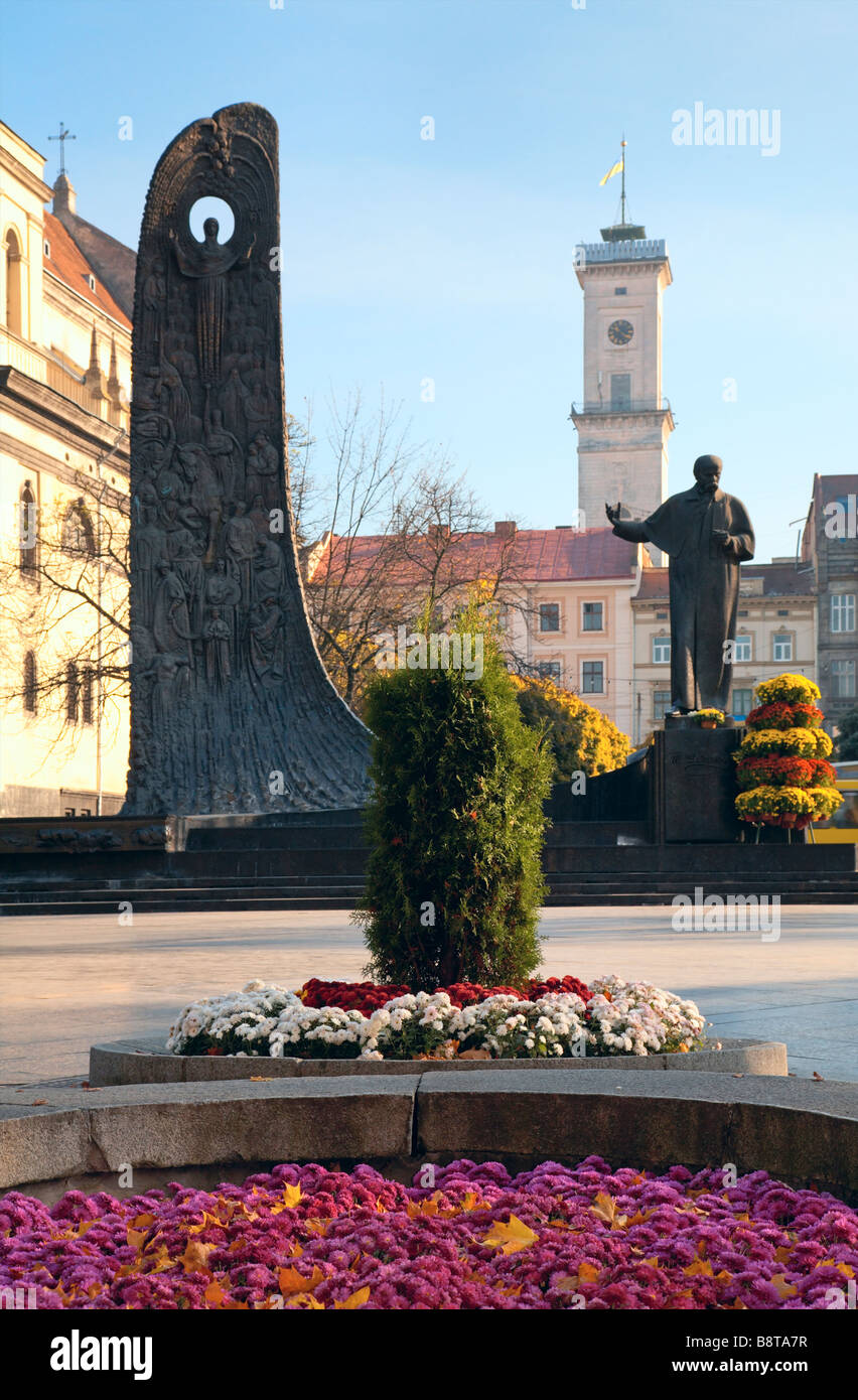 Poète Taras Shevchenko à Lviv Ukraine Ville Banque D'Images