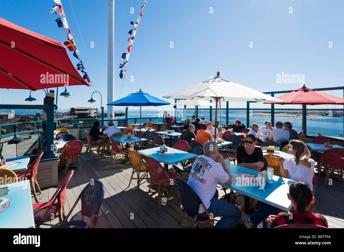 Le Longboat Grill sur Stearns Wharf, Santa Barbara, Californie, USA Banque D'Images