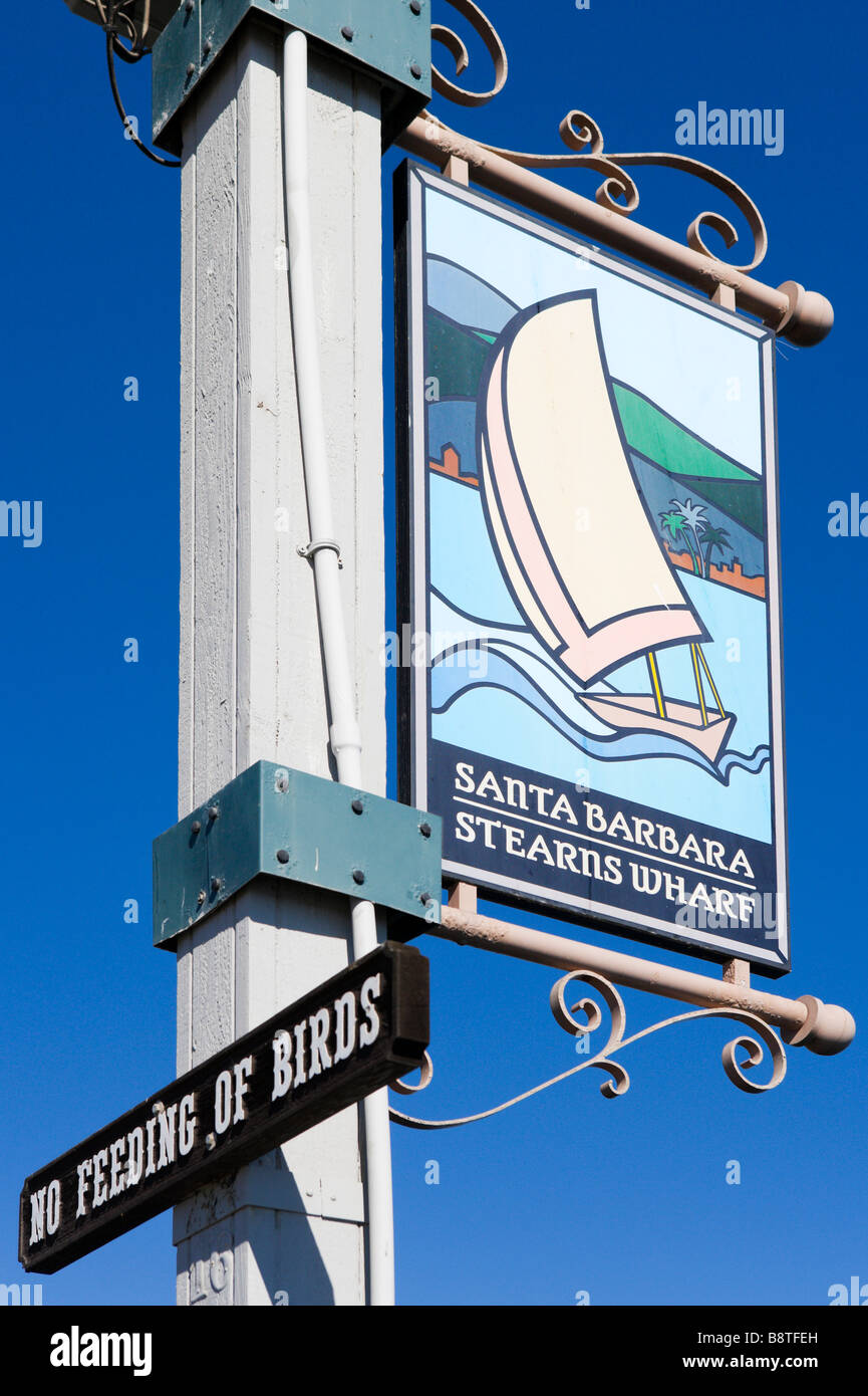 Inscrivez-vous sur Stearns Wharf, Santa Barbara, Californie, USA Banque D'Images