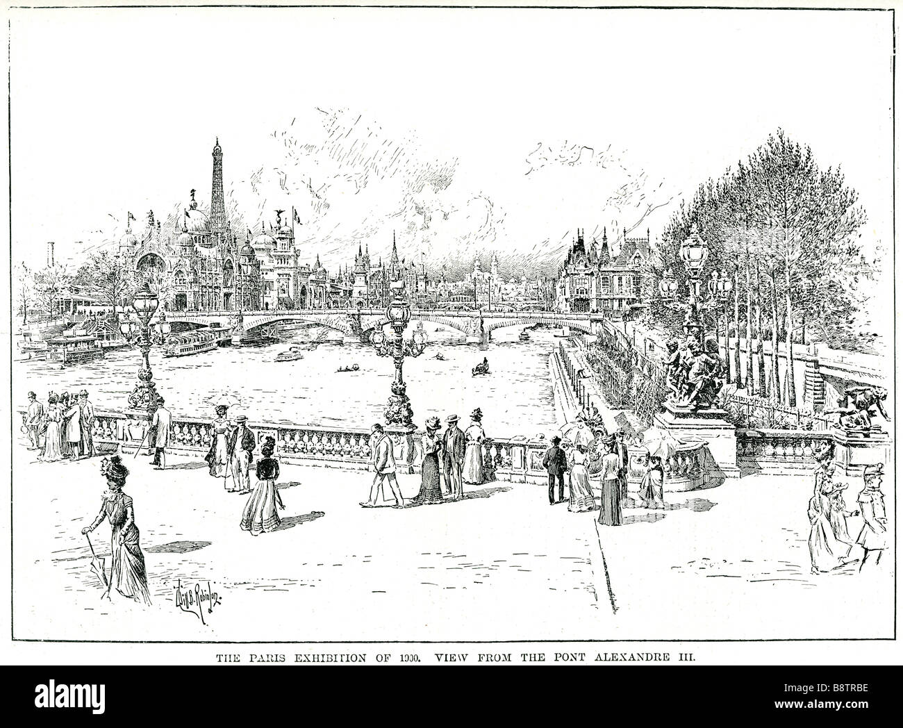 L'exposition de Paris de 1000. Vue depuis le pont Alexandre III le Pont Alexandre III est une arche au pont qui franchit la Seine, connect Banque D'Images