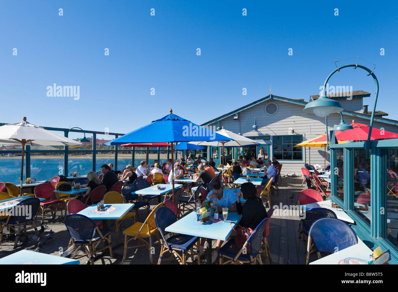 Le Longboat Grill sur Stearns Wharf, Santa Barbara, Californie, USA Banque D'Images