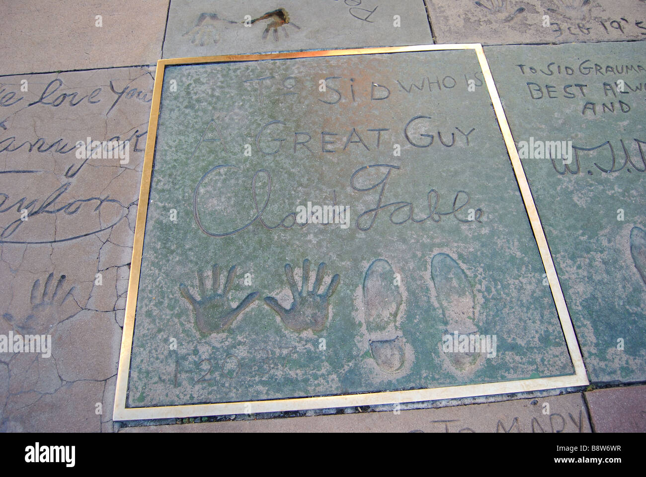 Clark Gable, empreintes de pas du Théâtre chinois de Grauman, Hollywood Boulevard, Hollywood, Los Angeles, Californie, États-Unis d'Amérique Banque D'Images