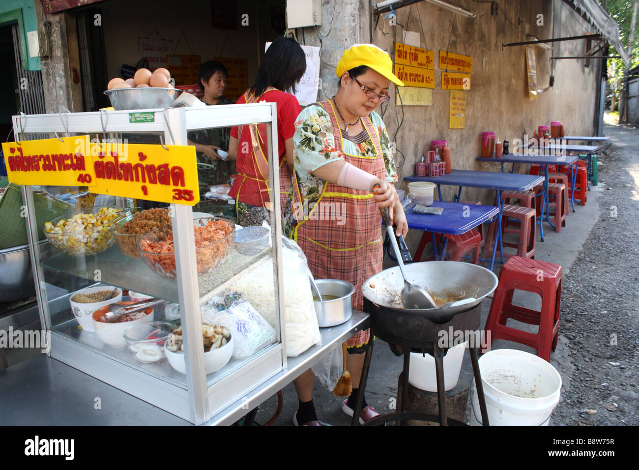 Pad Thaï , street food , Bangkok , Thaïlande Banque D'Images