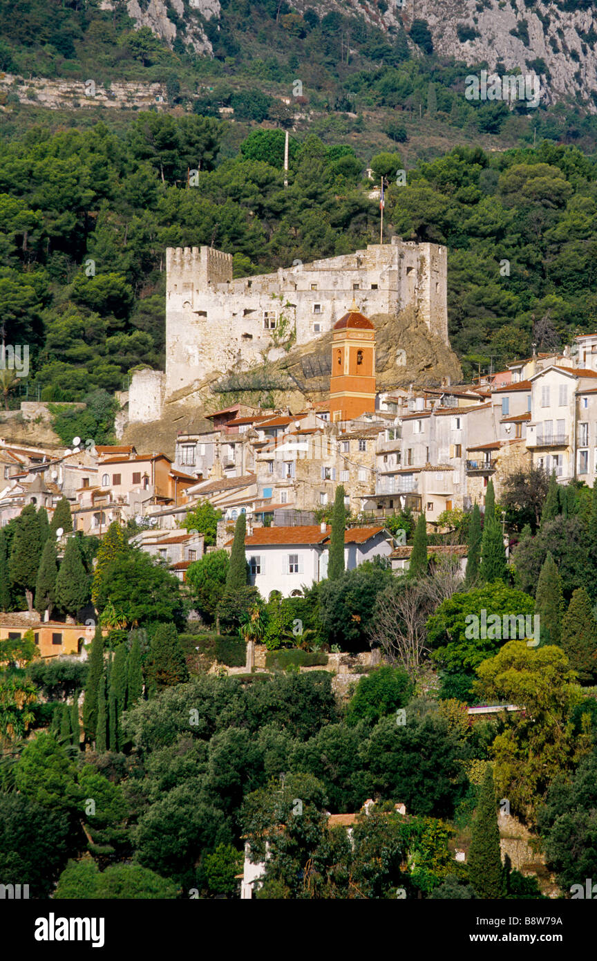 La ville médiévale et pittoresque village côtier de Roquebrune Banque D'Images