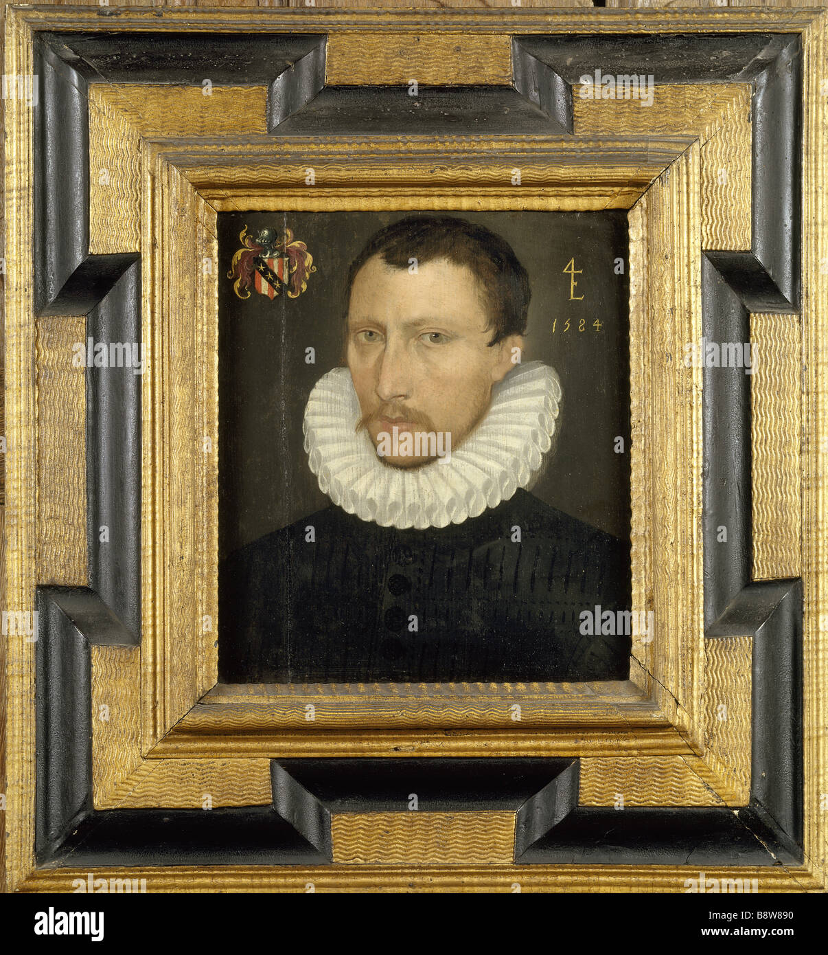 NICHOLAS ELTON 15441587 un portrait encadré dans de l'huile sur un panneau en anglais School c 1584 dans l'état de chambre à Clevedon Court à Banque D'Images