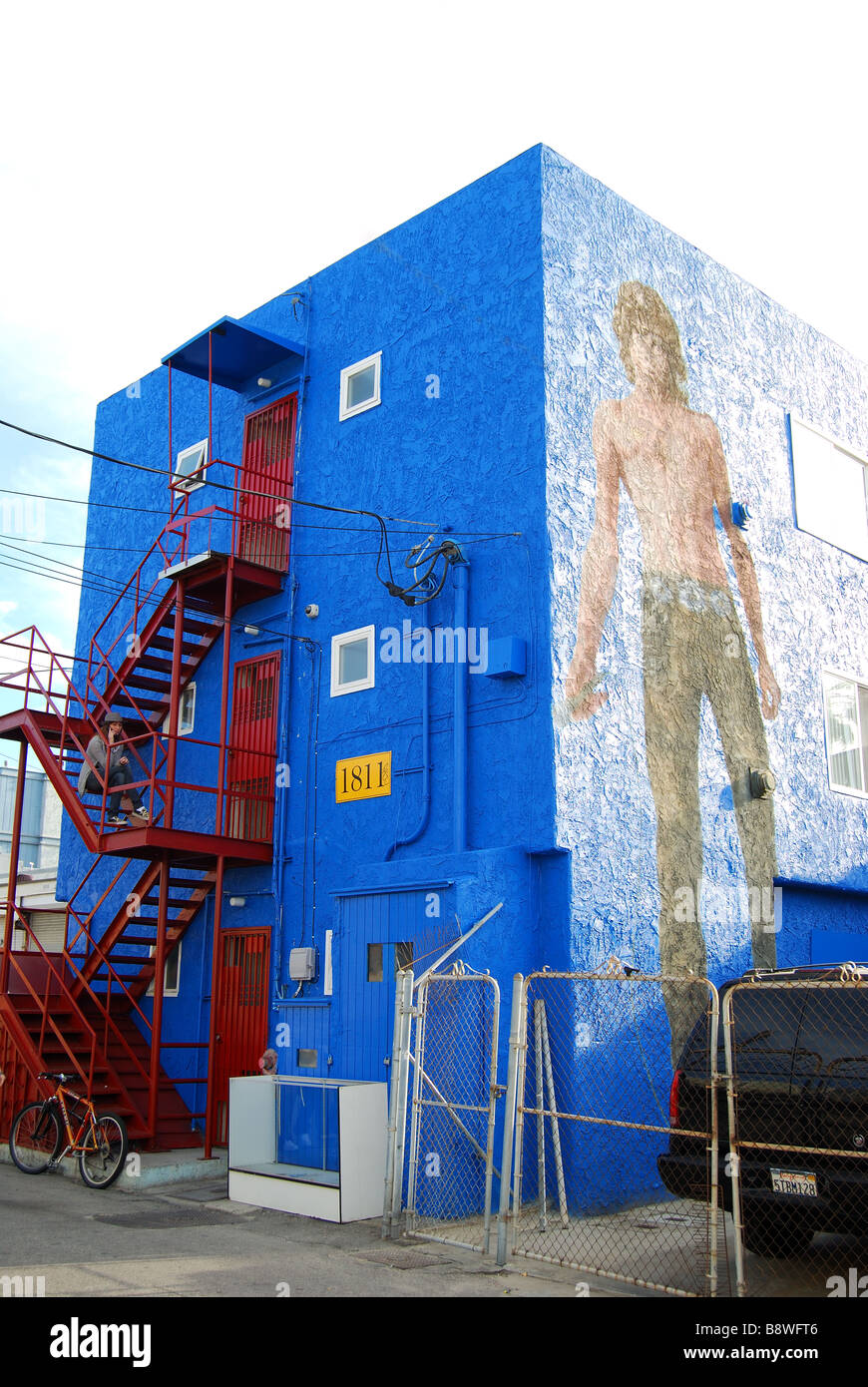 'Jim Morrison' Cronk Rip photo murale, Speedway et 18e rues, Venice Beach, Los Angeles, Californie, États-Unis d'Amérique Banque D'Images