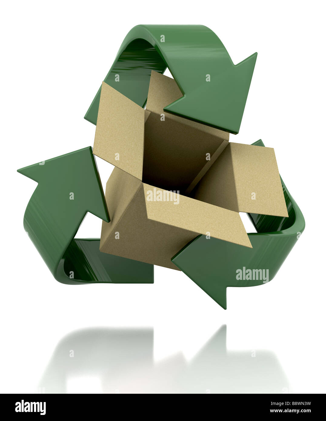 3D render of a recycler symbole et boîte à cartes Banque D'Images