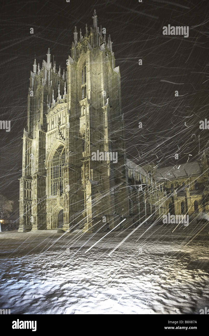 Beverley Minster tapissées de neige East Yorkshire UK Banque D'Images