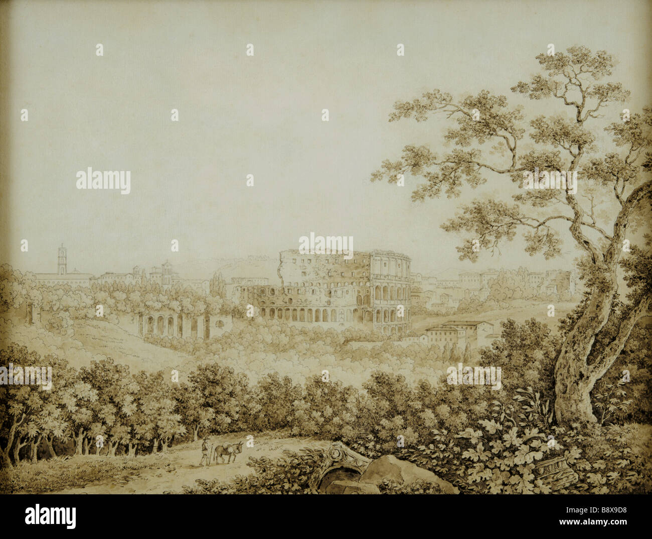Une VUE DE ROME AVEC LE COLISÉE par Franz Kaiserman 1765 1833 à Florence Court conservation post Banque D'Images