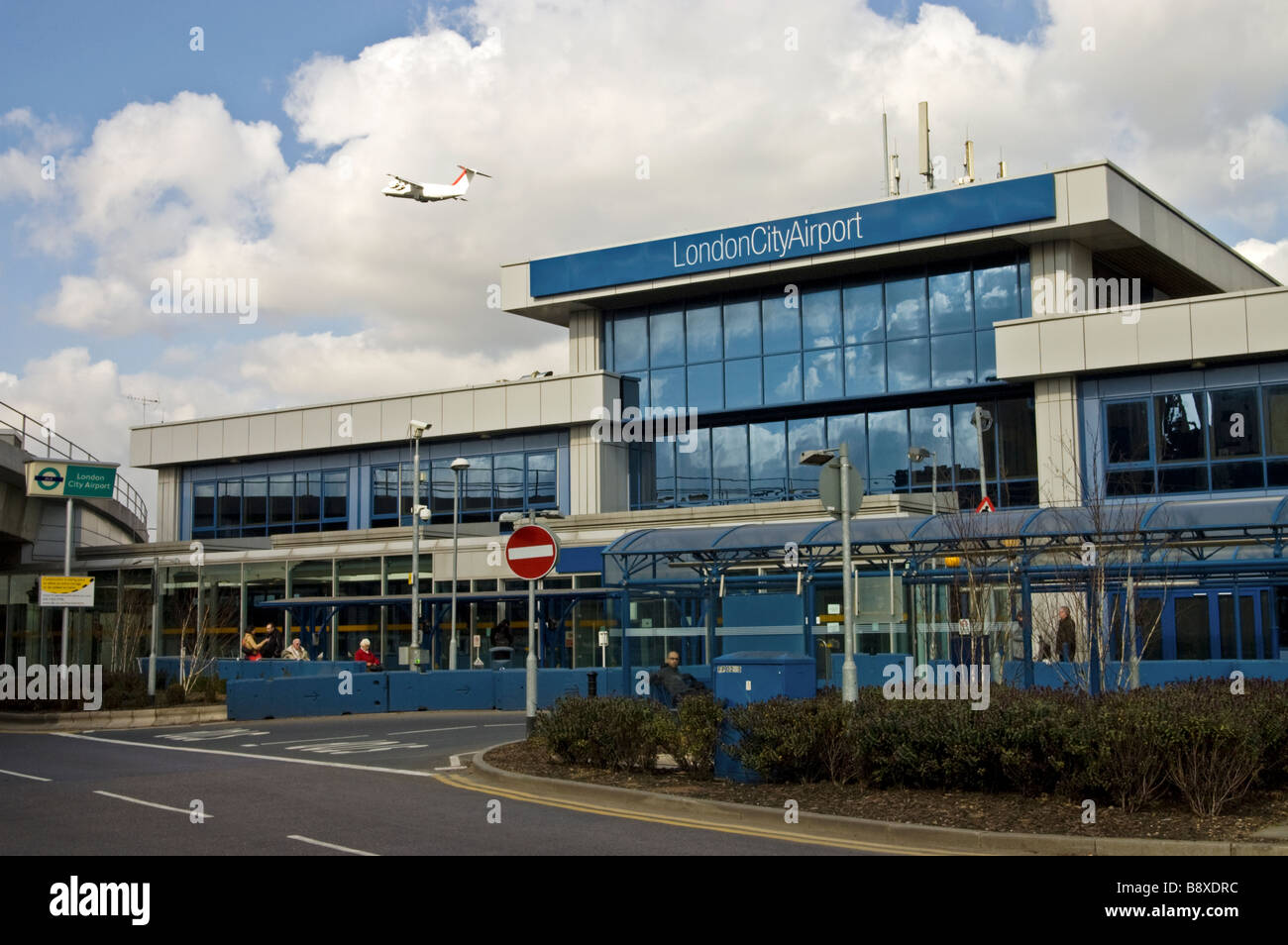 D'entrée de l'aéroport de London City. Banque D'Images