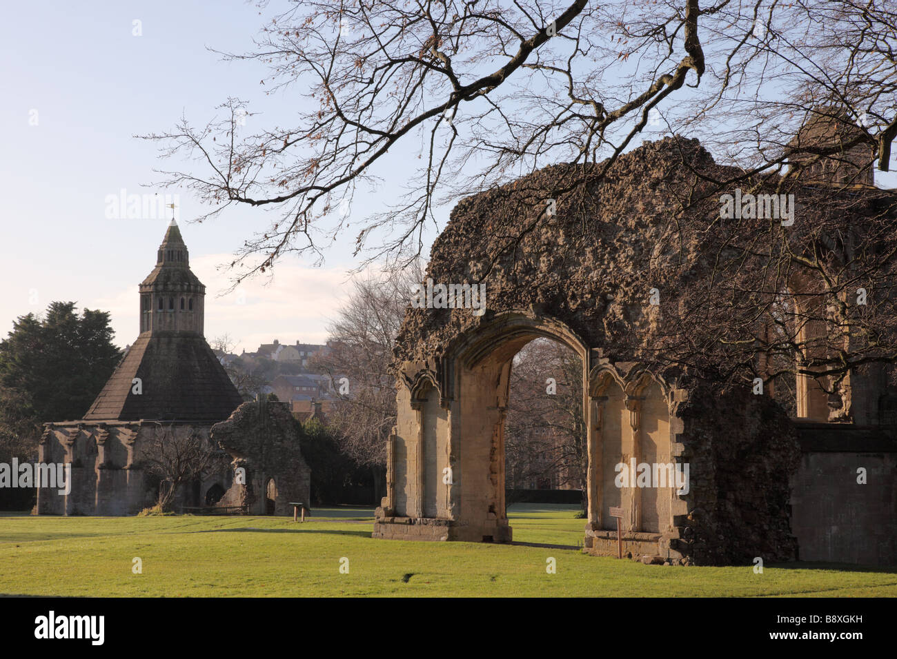 Les motifs de l'Abbaye de Glastonbury, Somerset Banque D'Images