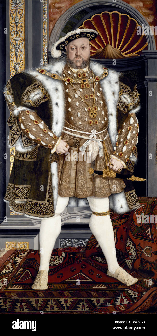 HENRY VIII (1491 - 1547), studio d'Holbein, sculpté dans la chambre de Petworth House, West Sussex. Banque D'Images