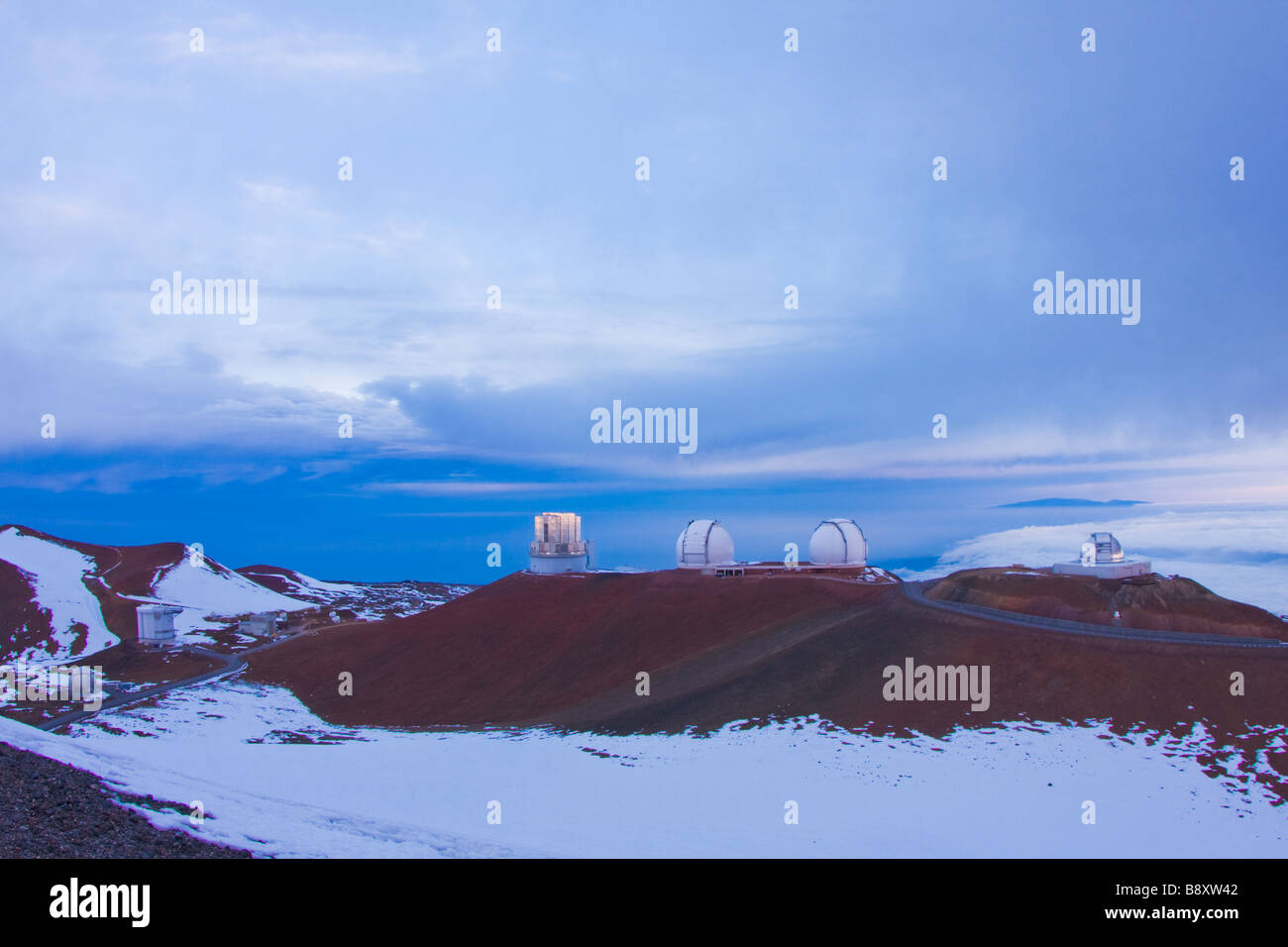 Observatoires sur le sommet du Mauna Kea, Hawaii, USA Banque D'Images