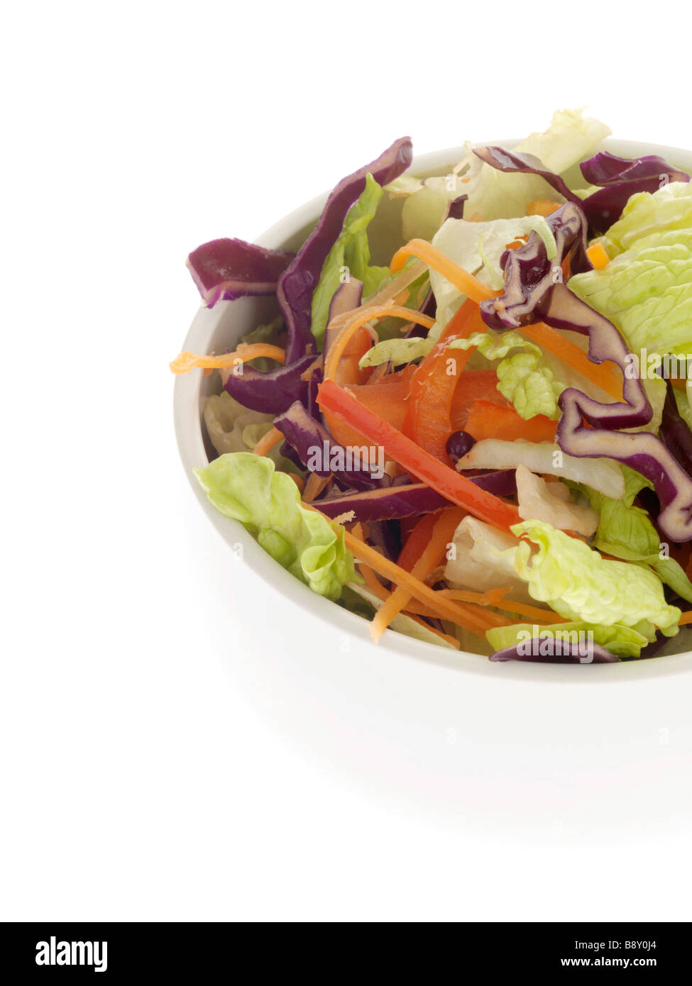 Végétarien ou Végétalien fraîchement préparé salade du jardin d'été mixte isolé sur un fond blanc avec aucun peuple et un chemin de détourage Banque D'Images