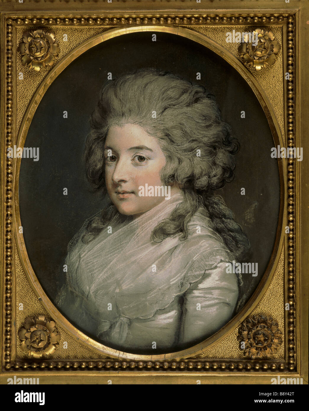 PORTRAIT MINIATURE DE LADY HENRIETTA HERBERT COMTESSE DE POWIS par Hugh Douglas Hamilton 1739 1808 Banque D'Images