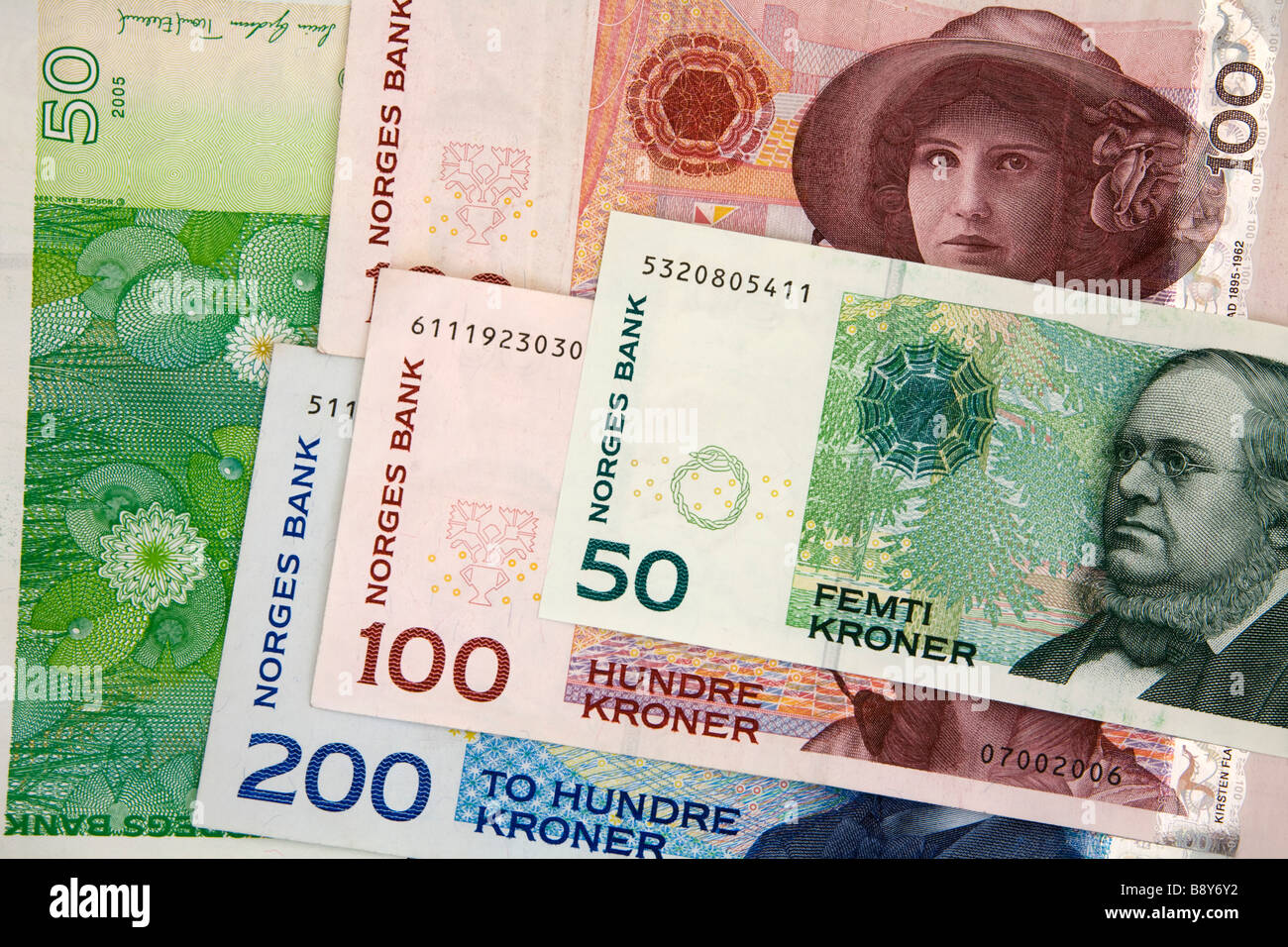Close-up des billets de norvégien, Bergen, Norvège, du comté de Hordaland Banque D'Images